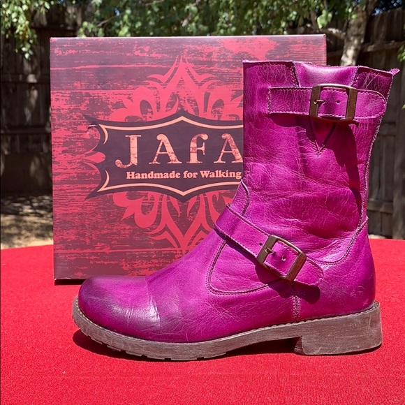 Jafa Shoes - Jafa 2154 Berry Buckled Ankle Boots Size 37